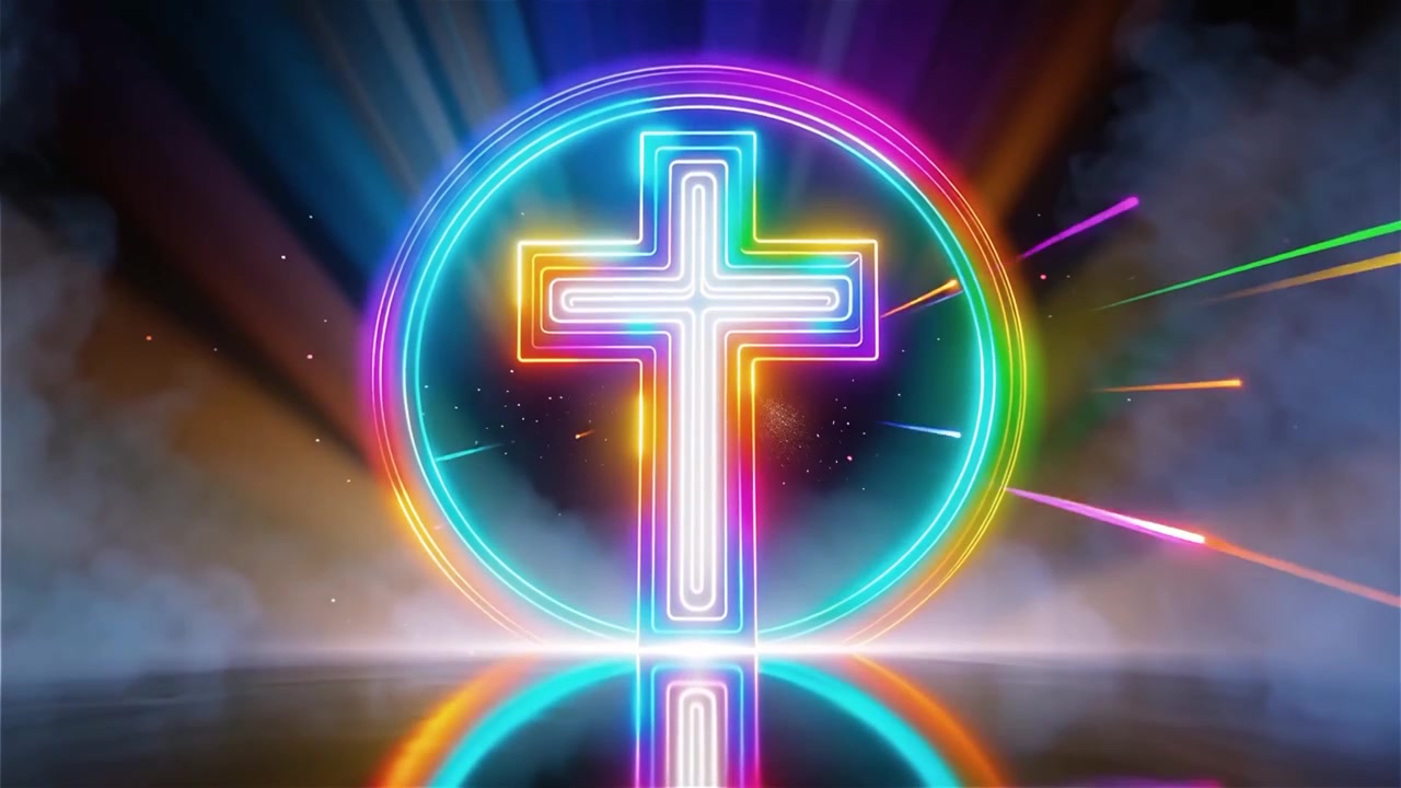 Croce Cristiana Luce Celestiale Sfondo per il Culto.