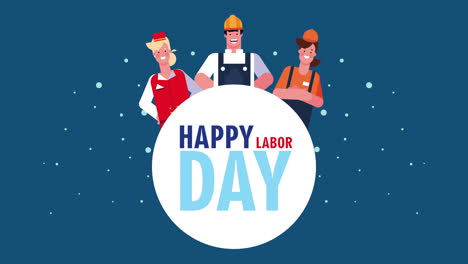 happy labor day celebration with lettering and workers