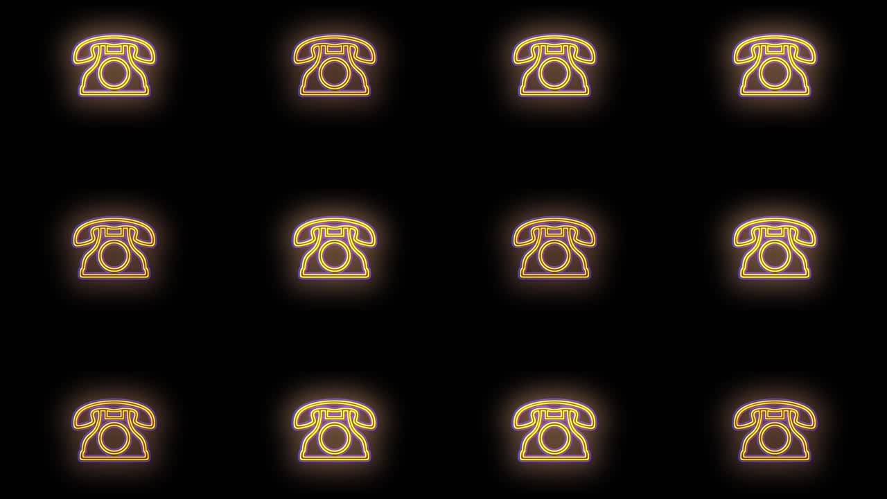 네온 옐로우 레트로 전화 패턴