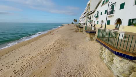 Sant-Pol-de-Mar-promenade-overlooking-the-Mediterranean-ocean-Maresme-tourism-beaches-in-Barcelona