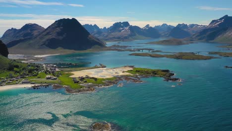 Beach-Lofoten-islands-is-an-archipelago-in-the-county-of-Nordland,-Norway.