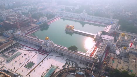 the golden temple also known as the harimandir sahib aerial view by dji mini3pro drone