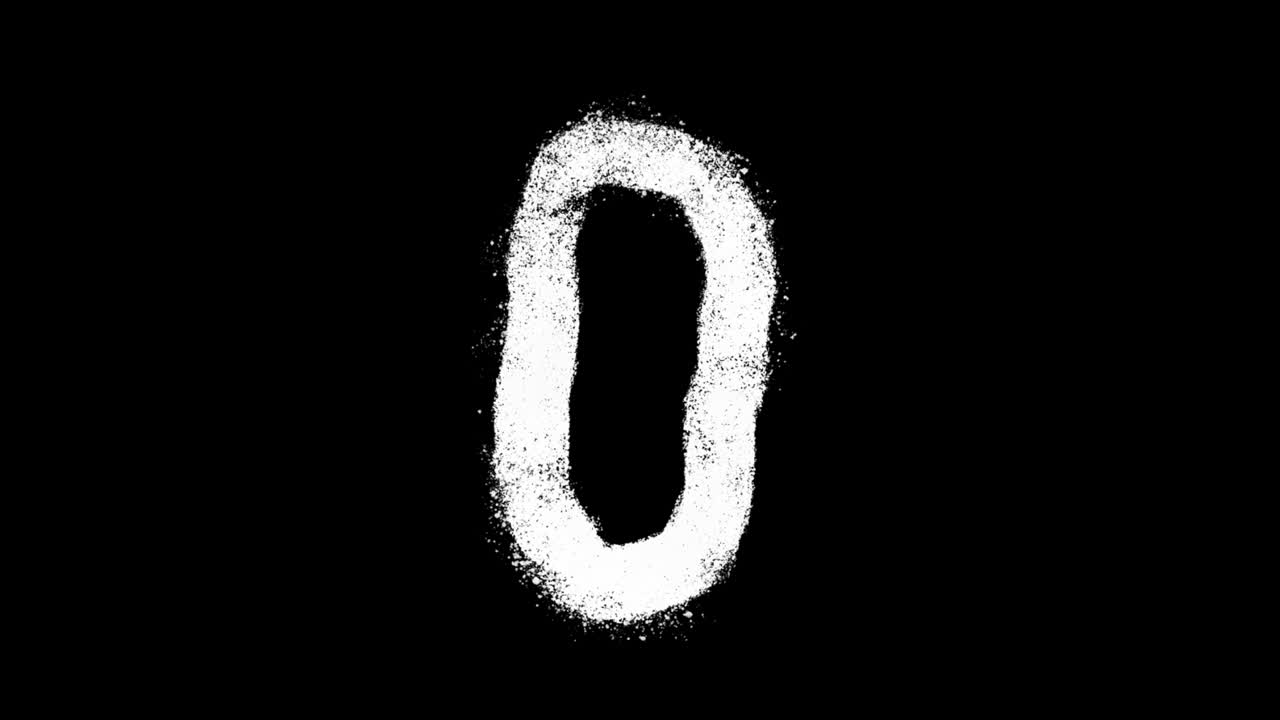 Chiffre zéro dessiné à la main et animé sur fond noir