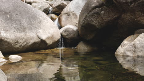 pequena cachoeira entrando no riacho da floresta