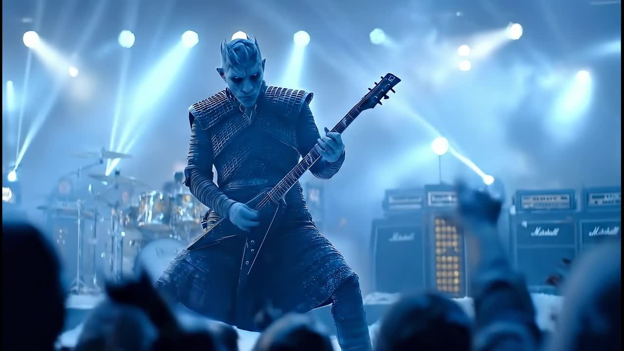 Night King plays guitar at a concert