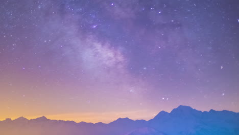 shootings stars and milky way at night sky, fusion time lapse