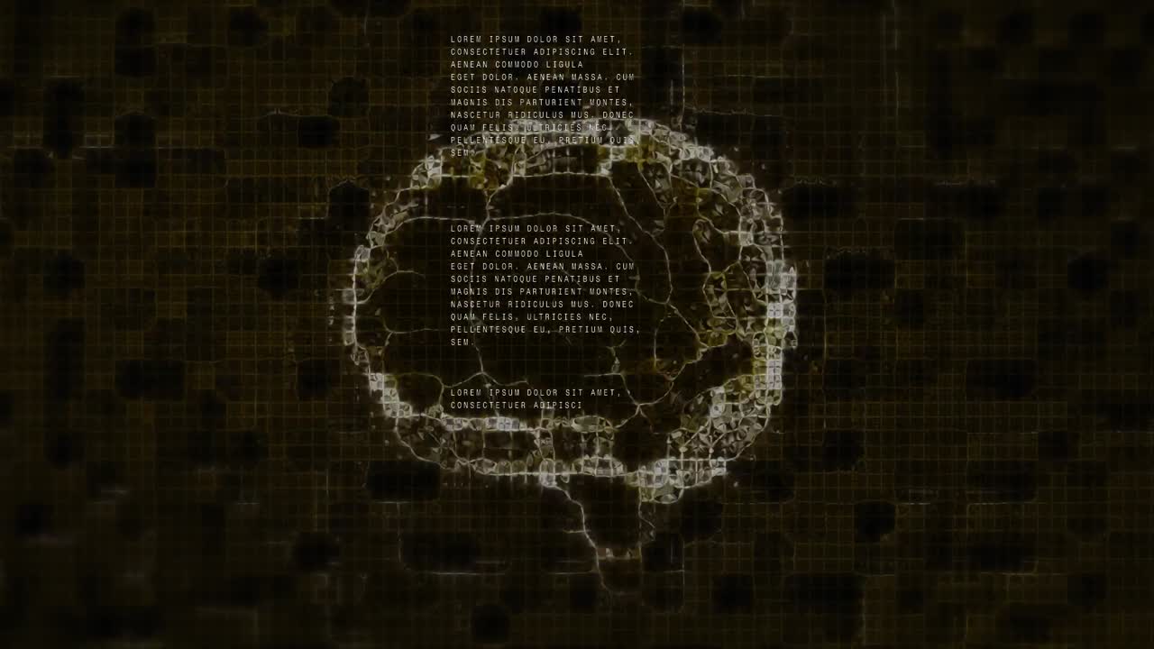 Animation of human brain and data processing over dark bakcground
