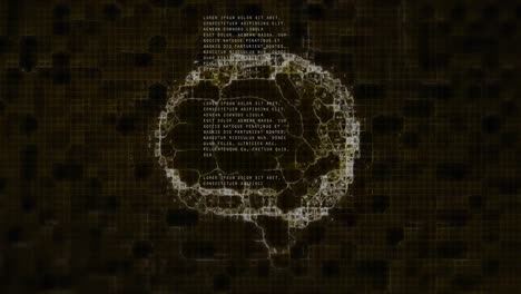 animation of human brain and data processing over dark bakcground