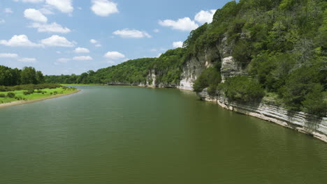 beaver lake with calm nature during summertime in the ozark mountains of northwest arkansas, usa