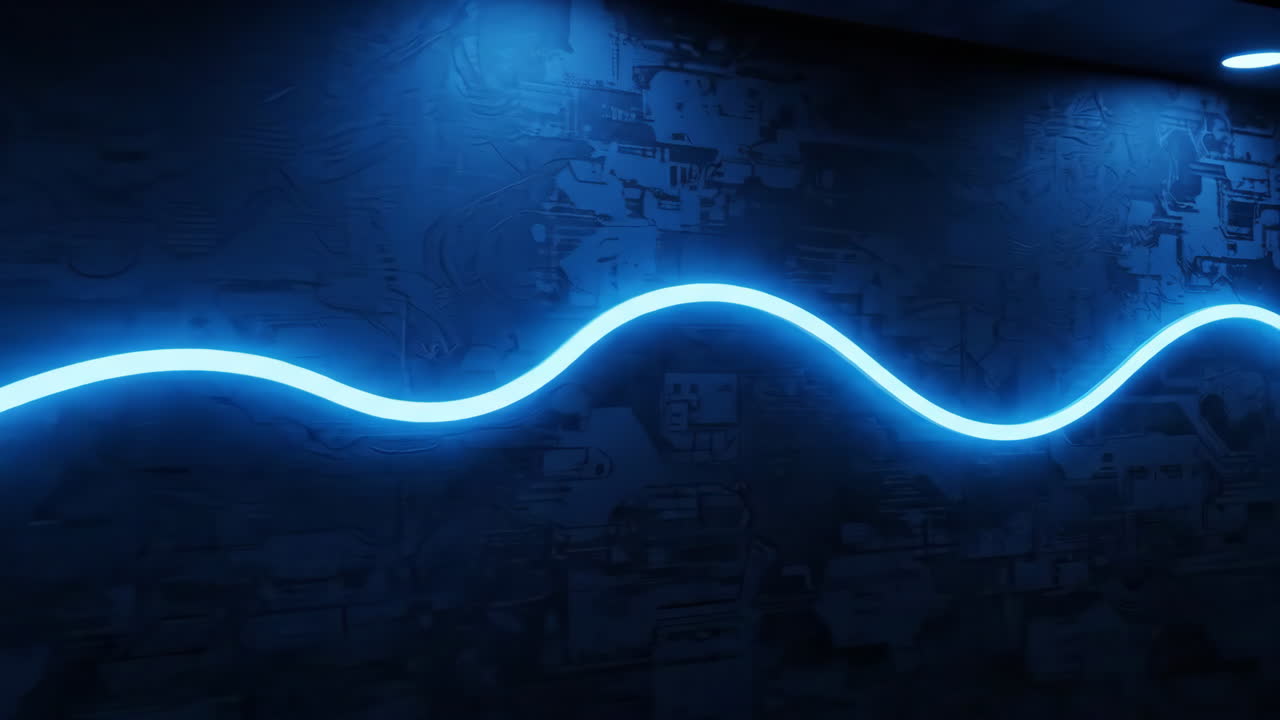 Abstract Blue Wave Light on Textured Wall