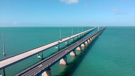 美國佛羅里達州7英里橋 (seven mile bridge) 的空中無人機拍攝