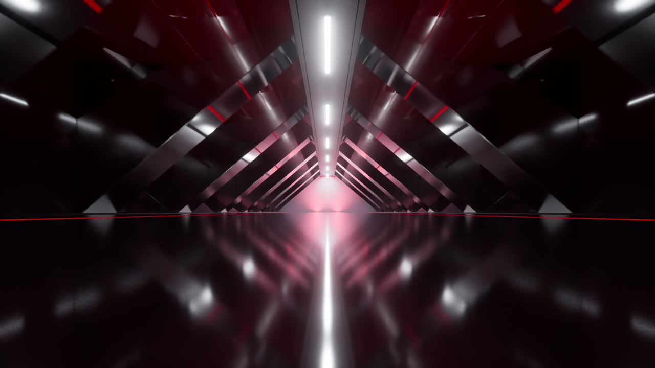 túnel oscuro con luz brillante iluminado, renderización en 3d.