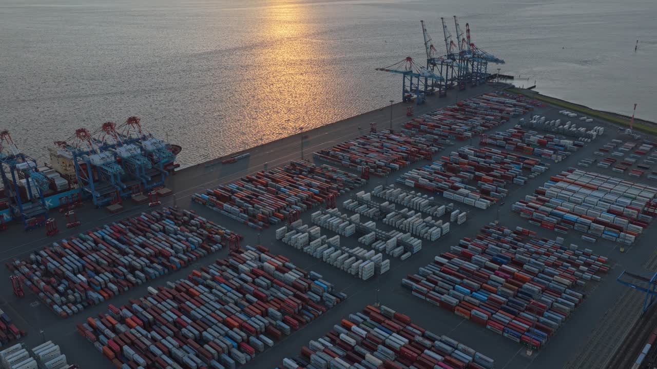 North Sea shipping hub with containers in Bremerhaven