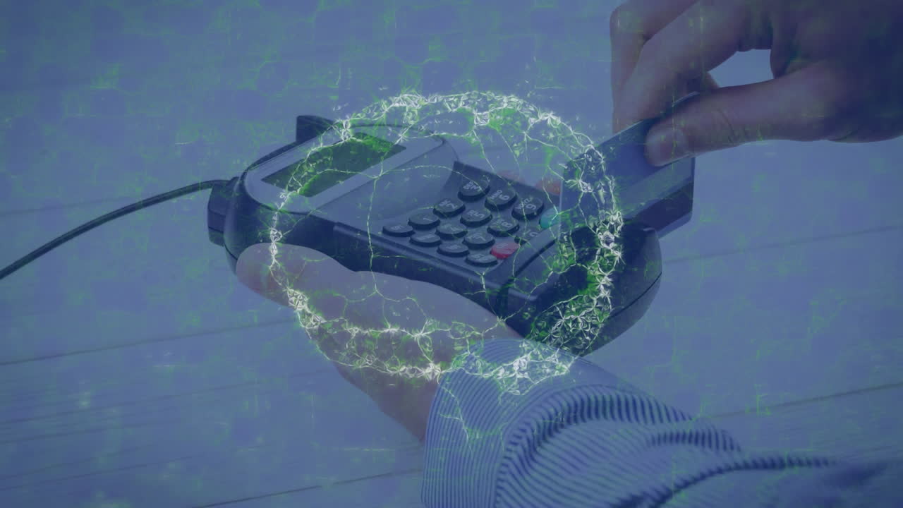 Animation of human brain over payment terminal