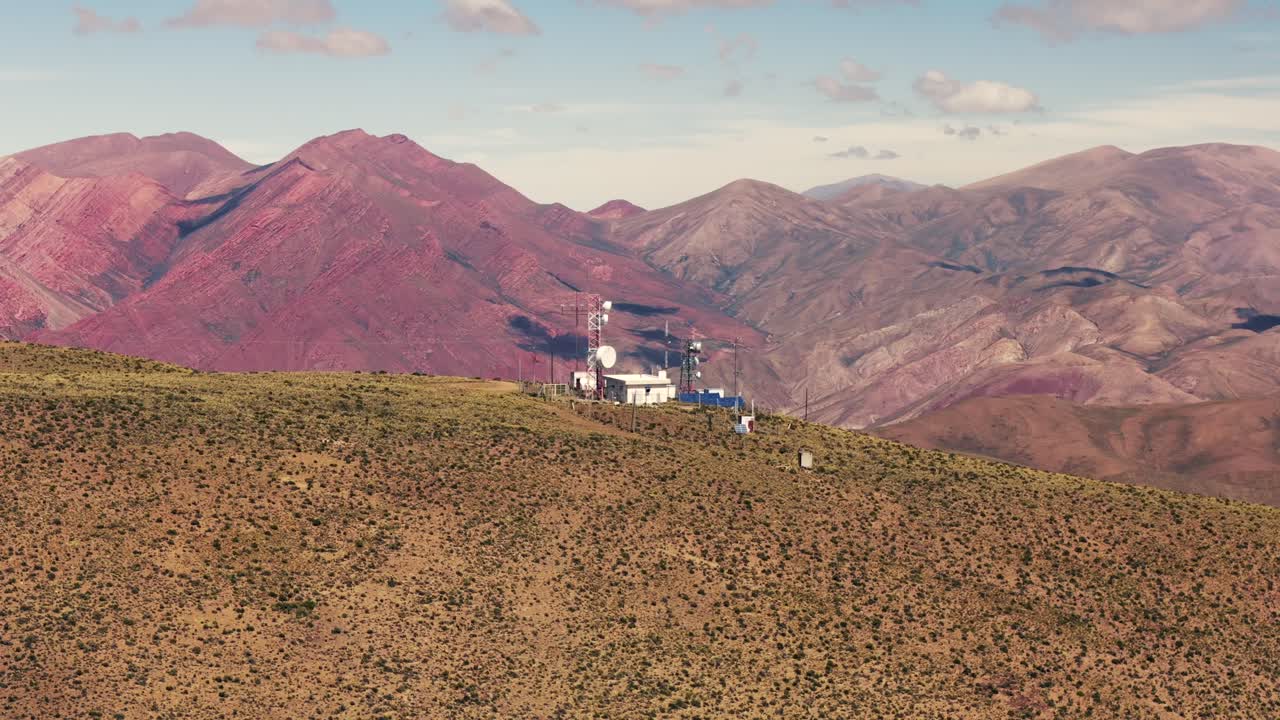 Communication antennas on the summit of a mountain over 4000 meters high in the Serranias El Hornocal.