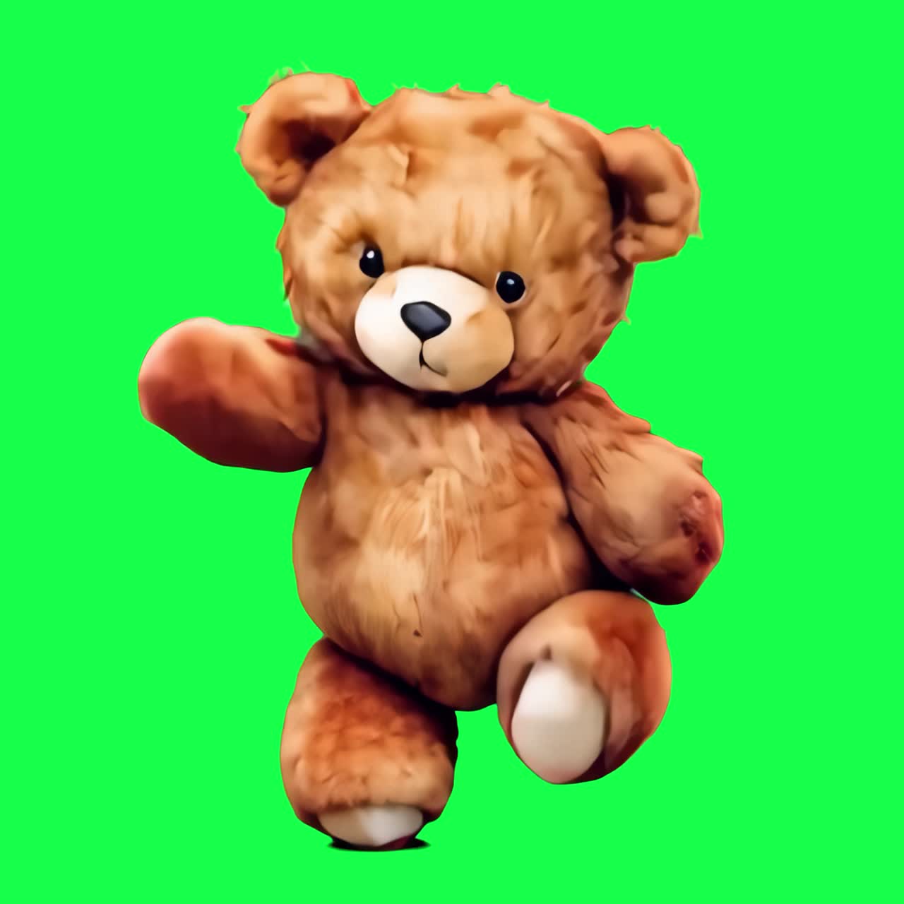 Sød plys bamse legetøjsanimation, transparent 4K-video, green screen