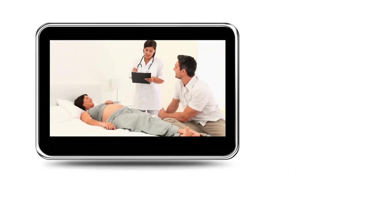 행복한 임신한 여성의 몽타지