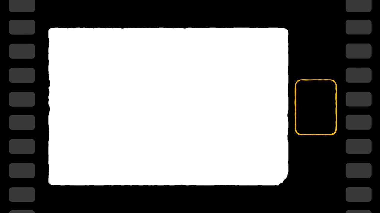 Vintage Film Strip with Blank White Screen and Highlighted Frame