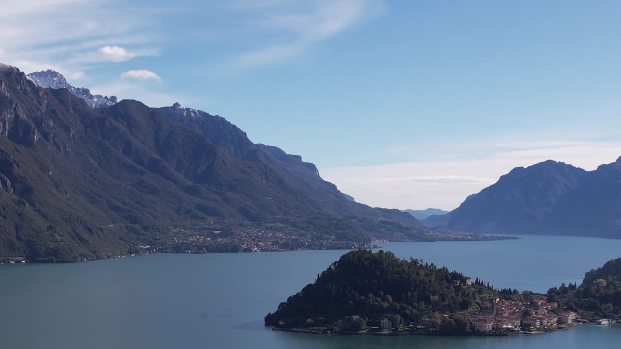Scenic aerial view of the Italian Alps and Lake Como region