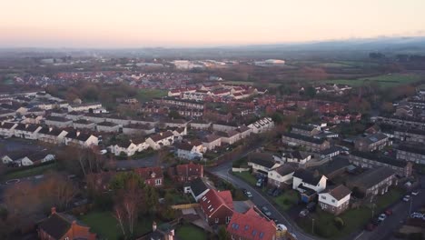 wellington, somerset, united kingdom, december 30, 2019: panoramic aerial view of wellington town center