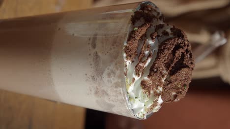 chocolate frappe in glass