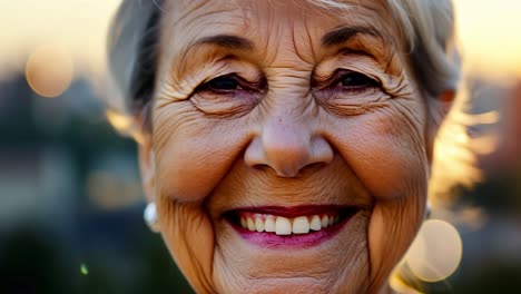 retrato en primer plano de una mujer mayor sonriente