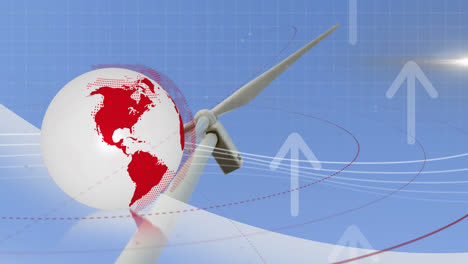 Animación-Del-Procesamiento-De-Datos-Del-Globo-Y-Las-Flechas-Sobre-La-Turbina-Eólica