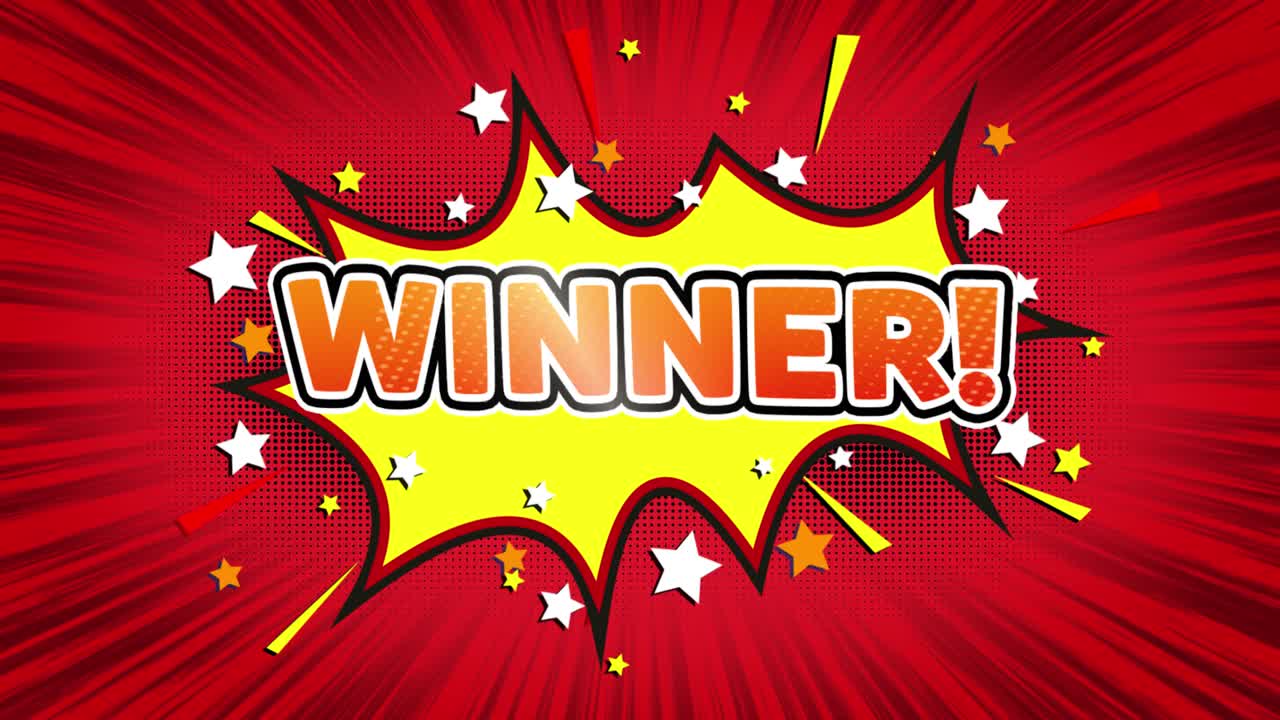 Winner text pop art style expression retro comic bubble expression cartoon illustration isolated