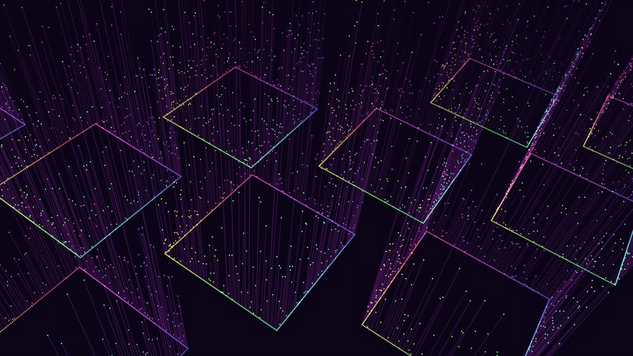 cuadrículas flotantes vibrantes líneas multicolores crean una imagen cautivadora en el espacio vacío