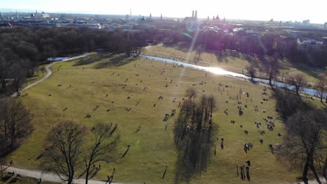 english garden munich afternoon februrary 2019 from above 4k