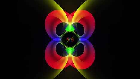 4k 3d animación de bucle sin costuras de colorida transformación de arte fractal de neón, fondo abstracto con forma hipnótica brillante, intro en bucle. plantilla de diseño de movimiento transición de composición dinámica.