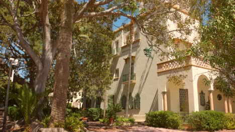 relaxing scenic view of villa elisa historic house near benicassim shoreline in castellon, spain. static
