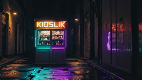 night kiosk in an urban alley