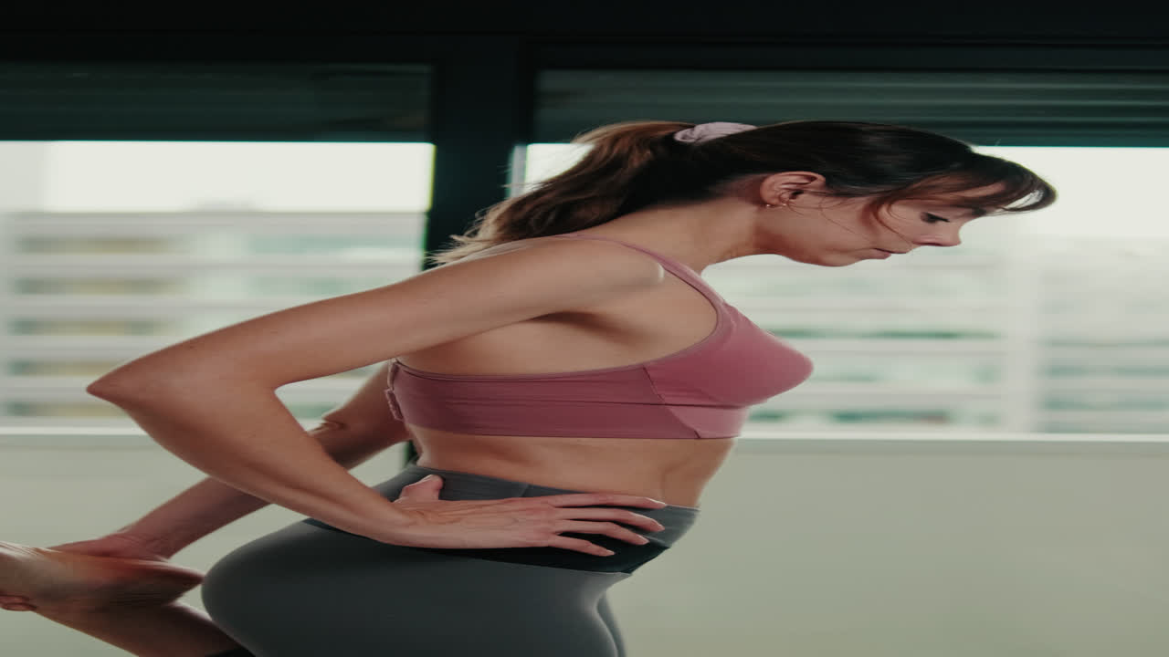 Woman Stretching at Home: Fitness and Wellness