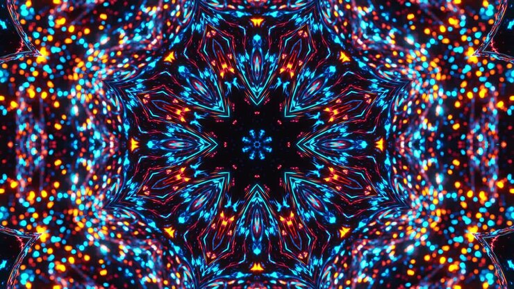 Animação abstrata colorida de caleidoscópio. Loop VJ de Caleidoscópio.