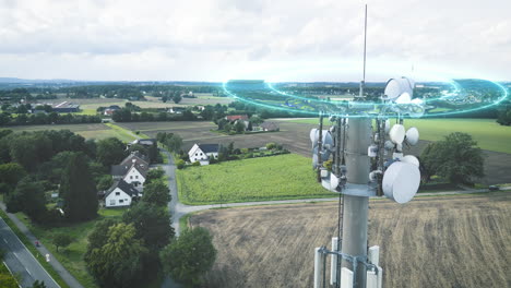 electromagnetic pulse from communication tower hits rural landscape