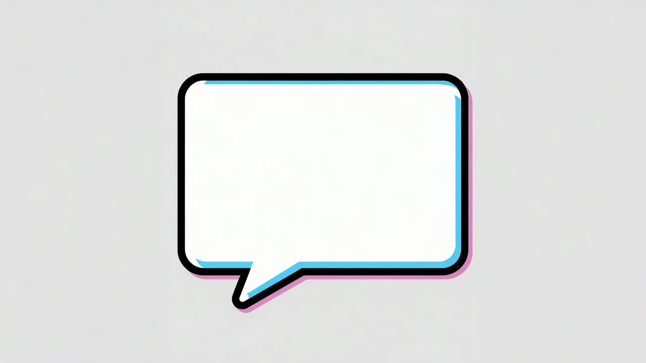 Blue glint appearing, streak sweeping across speech bubble showing cyan magenta offsets for 3D pop
