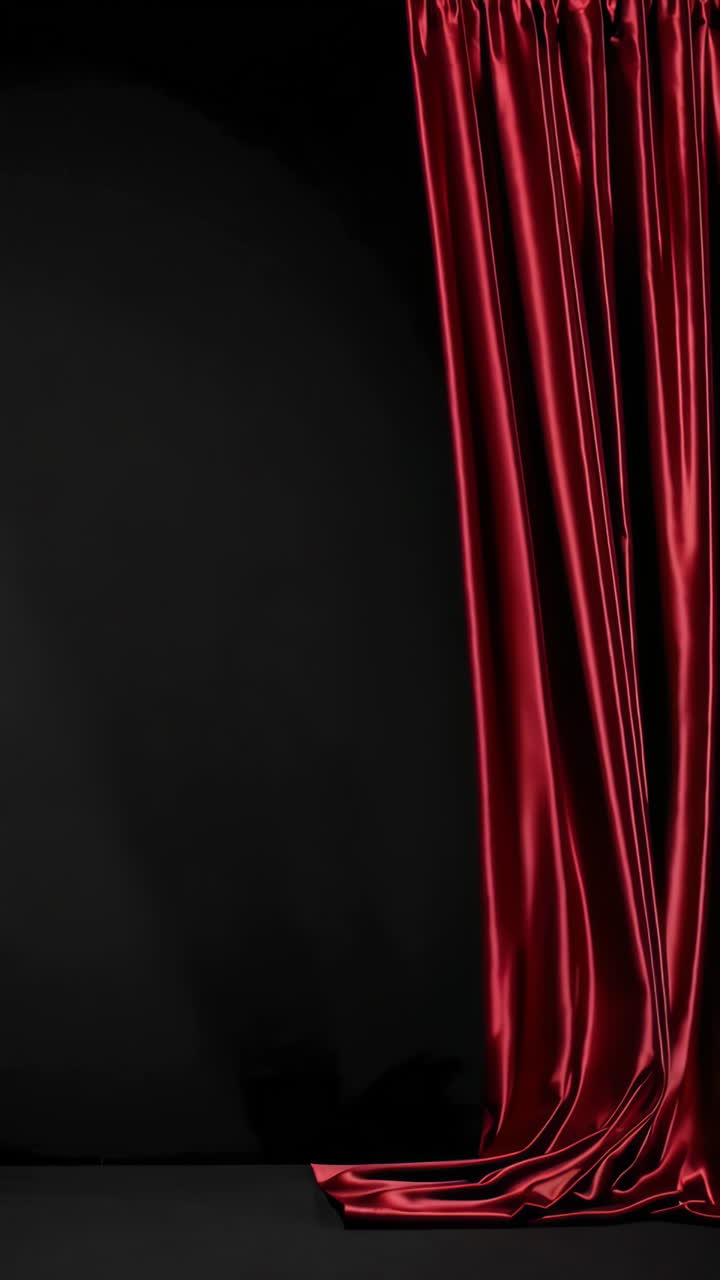 Red Silk Curtain on Black Background