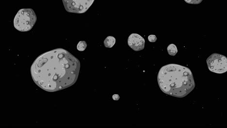 asteroids drifting through space over time