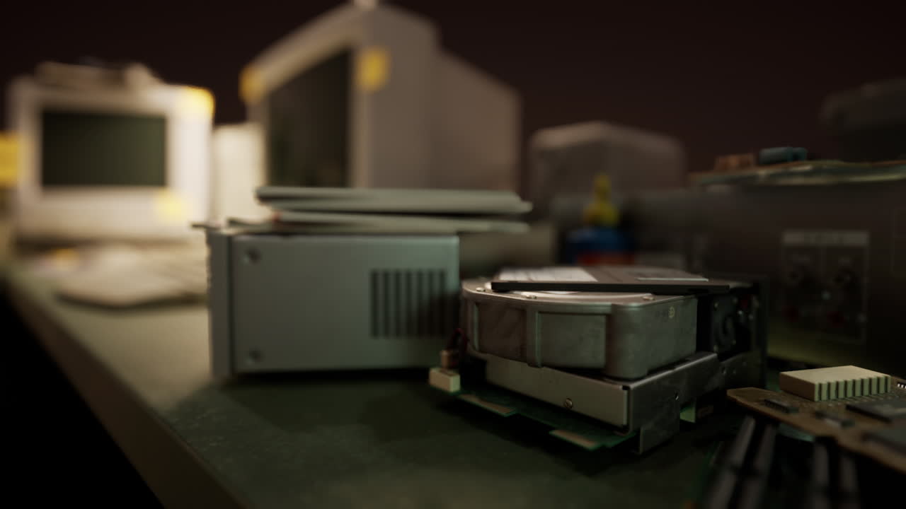 vecchio spazio di lavoro per personal computer d'epoca