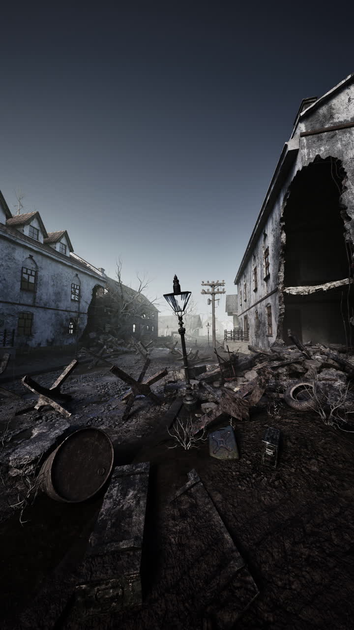 ciudad en ruinas después de un desastre