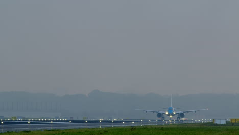 airplane landing in foggy conditions