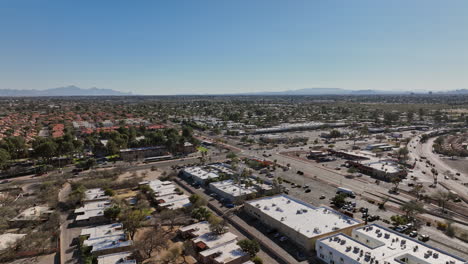 tucson arizona aerial v12 flyover woodland hills across the intersection between e wrightstown road and n patano road capturing desert city housing neighborhoods - shot with mavic 3 cine - march 2022