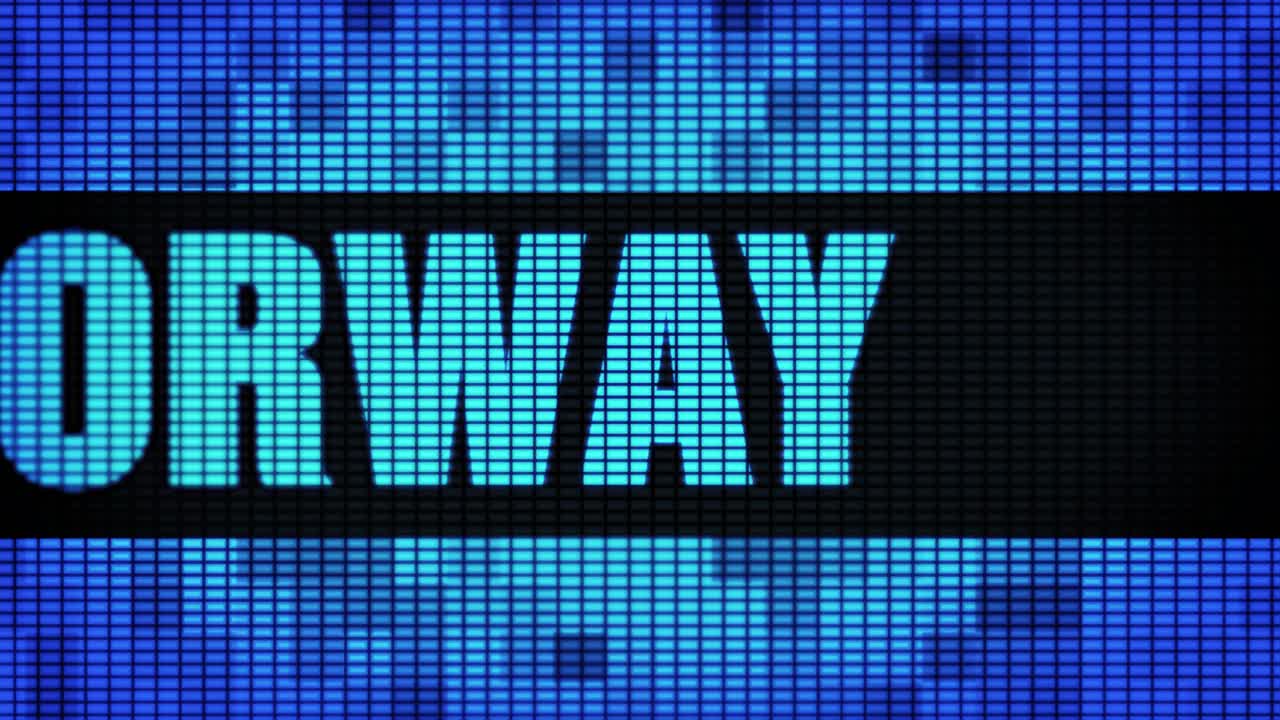 Airport LED display showing 'Norway' and 'Way'