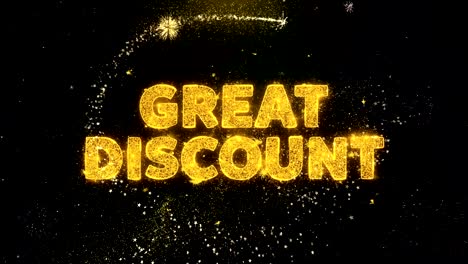 gran texto de descuento en la exhibición de fuegos artificiales de partículas de oro.