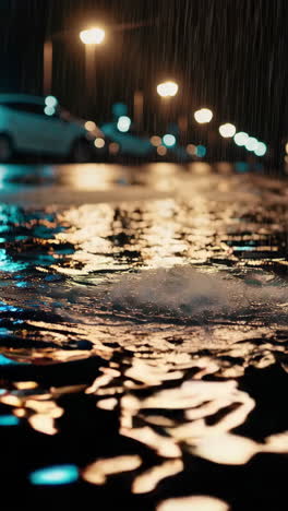 rainy night reflections on wet asphalt