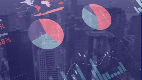 Animation-of-statistical-data-processing-against-aerial-view-of-cityscape