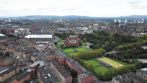 aerial view of kelvingrove art gallery and museum, glasgow in scotland