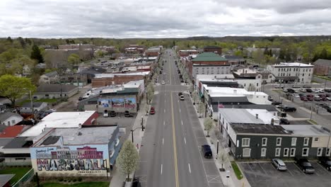 downtown marshall, michigan with drone video moving forward