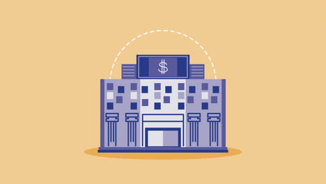 bank building facade financial animation